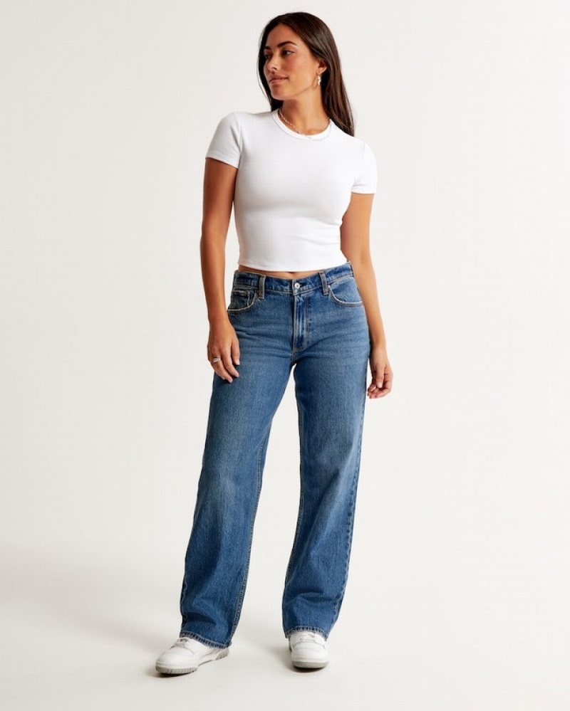 Abercrombie Curve Love Low Risegy Jeans Dam Blå  | 2140-POAHX