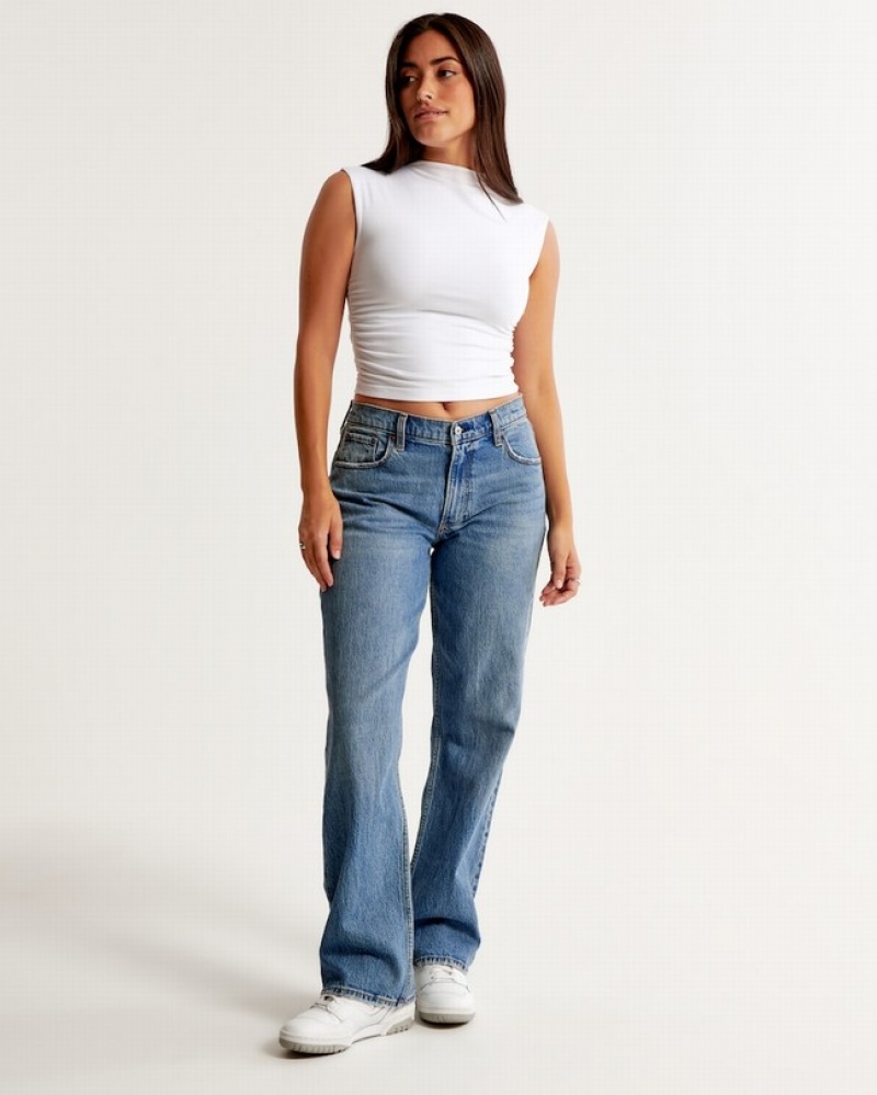 Abercrombie Curve Love Low Risegy Jeans Dam Blå  | 1903-OXELZ