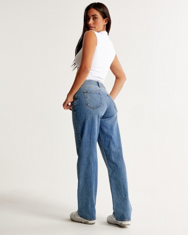 Abercrombie Curve Love Low Risegy Jeans Dam Blå  | 1903-OXELZ