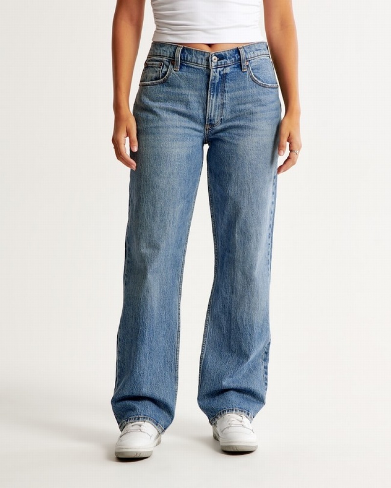 Abercrombie Curve Love Low Risegy Jeans Dam Blå  | 1903-OXELZ