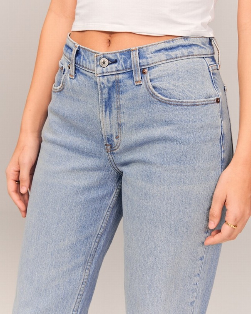 Abercrombie Curve Love Mid Rise 90s Straight Jeans Dam LjusBlå  | 8496-OVDFG