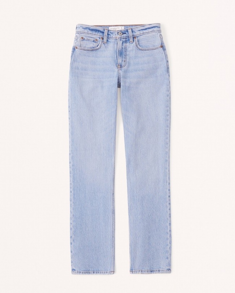 Abercrombie Curve Love Mid Rise 90s Straight Jeans Dam LjusBlå  | 8496-OVDFG