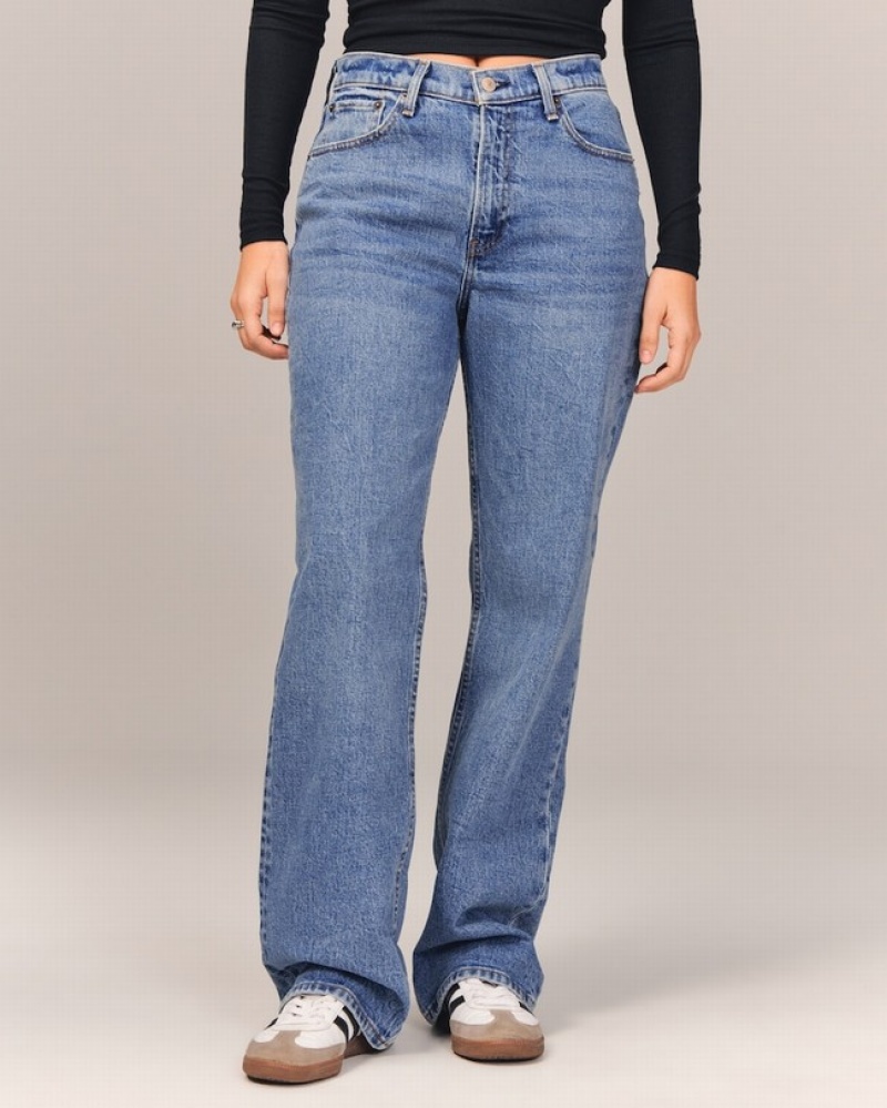 Abercrombie Curve Love Mid Risegy Jeans Dam Blå  | 1923-GCOZE