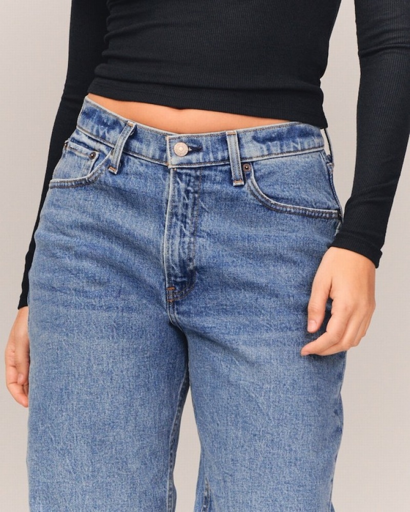 Abercrombie Curve Love Mid Risegy Jeans Dam Blå  | 1923-GCOZE