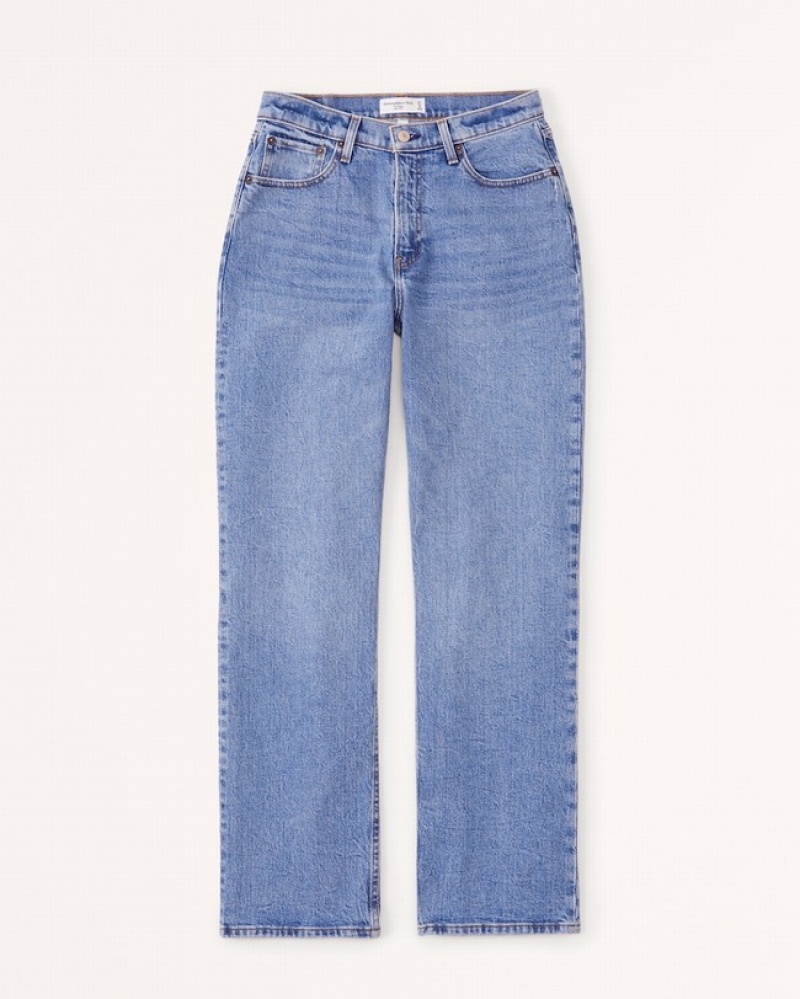 Abercrombie Curve Love Mid Risegy Jeans Dam Blå  | 1923-GCOZE