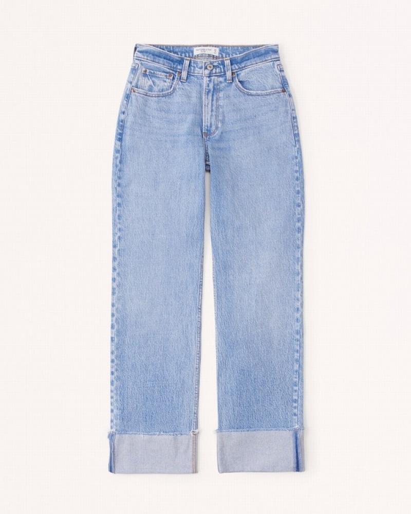 Abercrombie Curve Love Mid Risegy Jeans Dam Blå  | 5372-JAQXY