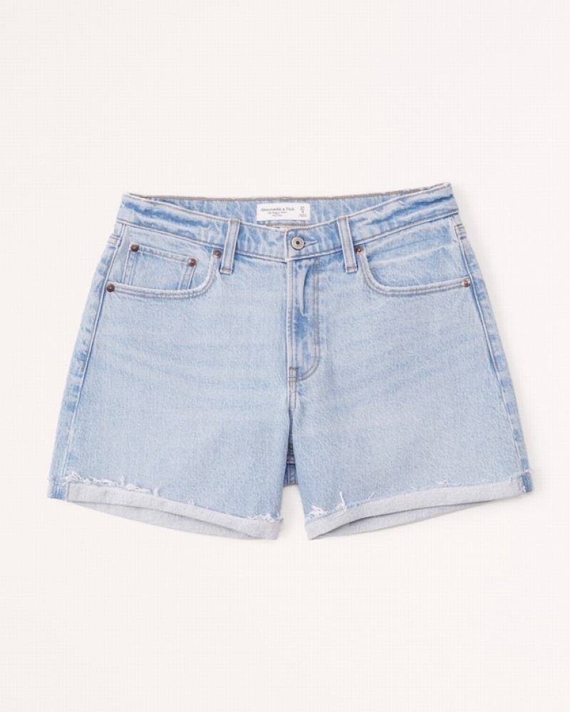 Abercrombie Curve Love Mid Risegy Shorts Dam LjusBlå  | 2835-NRTAG