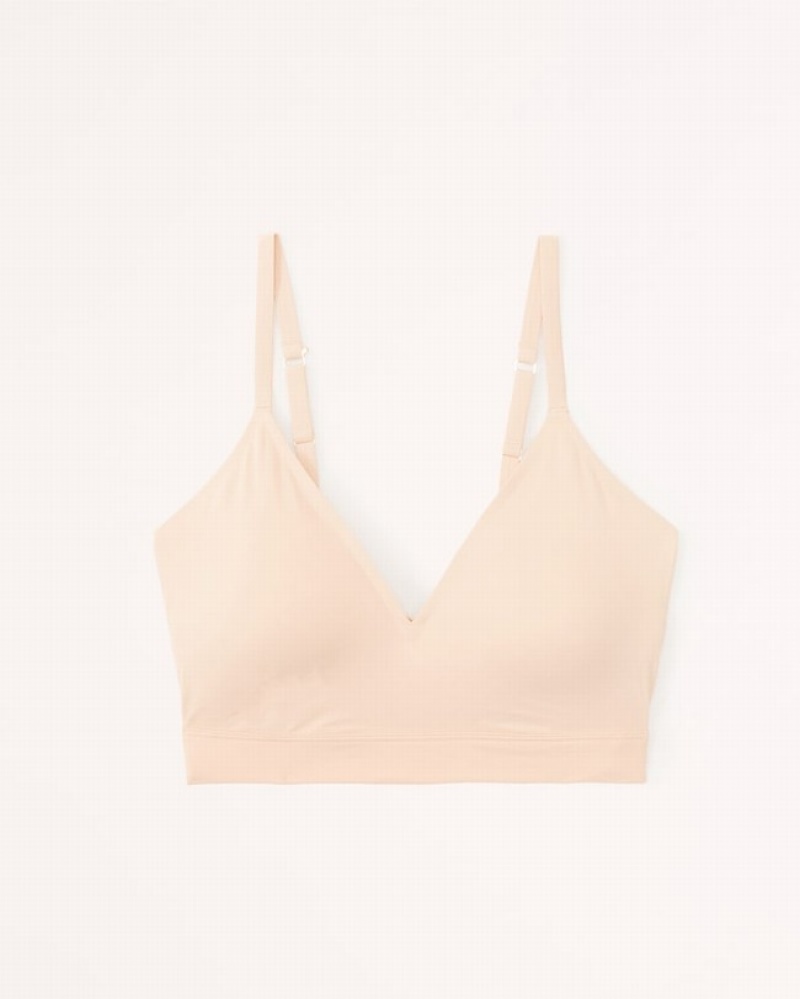 Abercrombie Curve Love Next To Naked V-neck Bralette Sovkläder Dam Beige   | 6843-HXZOK