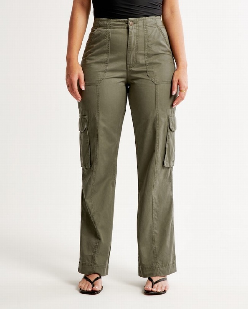 Abercrombie Curve Love Relaxed Cargo Byxor Dam Olivgröna  | 5379-STXUZ