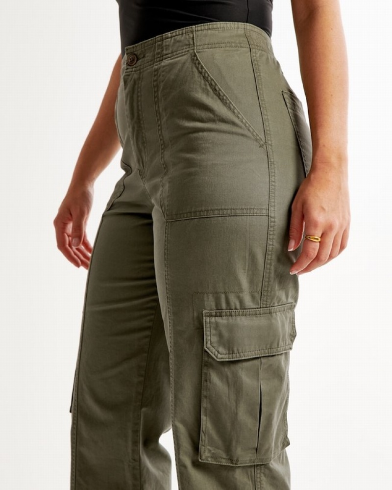 Abercrombie Curve Love Relaxed Cargo Byxor Dam Olivgröna  | 5379-STXUZ