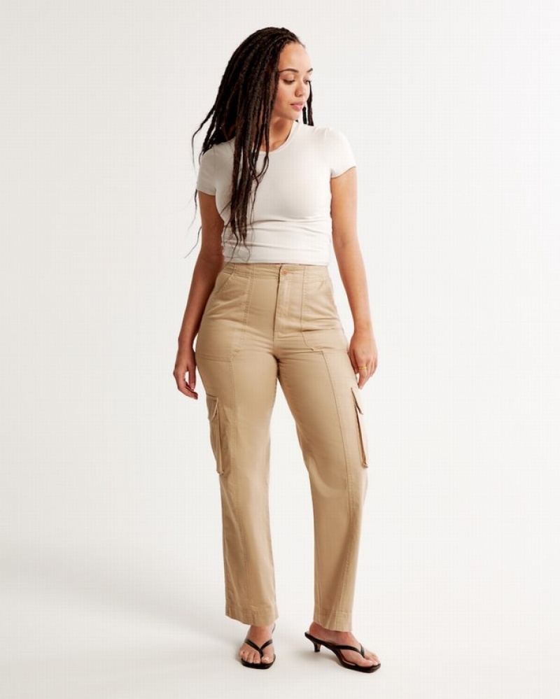 Abercrombie Curve Love Relaxed Cargo Byxor Dam LjusBruna  | 9732-QRFXW