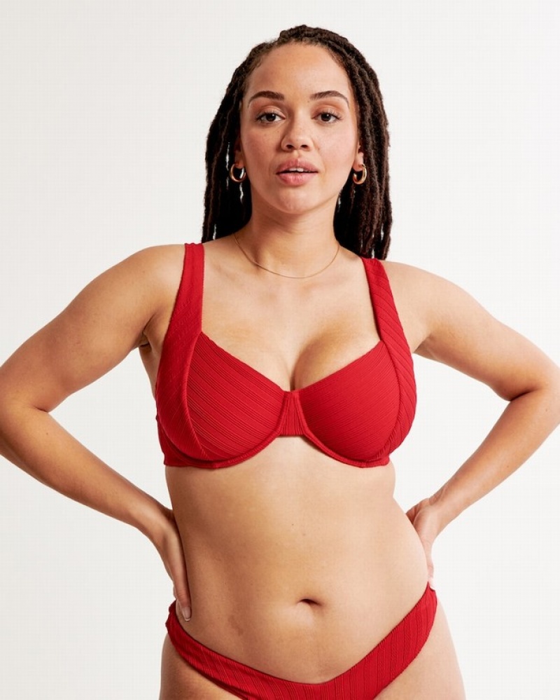 Abercrombie Curve Love Seamed Underwire Badkläder Dam Röda  | 3794-IEKQX