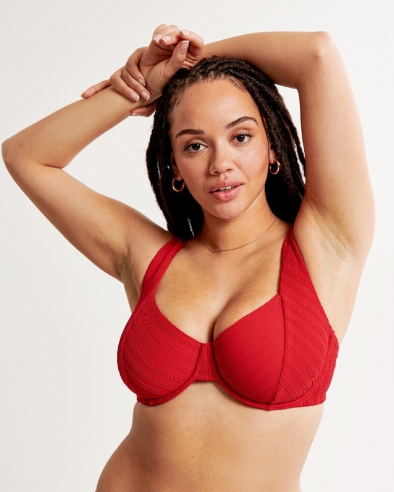 Abercrombie Curve Love Seamed Underwire Badkläder Dam Röda  | 3794-IEKQX