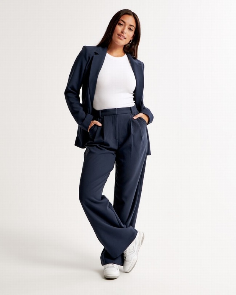 Abercrombie Curve Love Sloane Tailored Byxor Dam Marinblå  | 6879-HCYGR