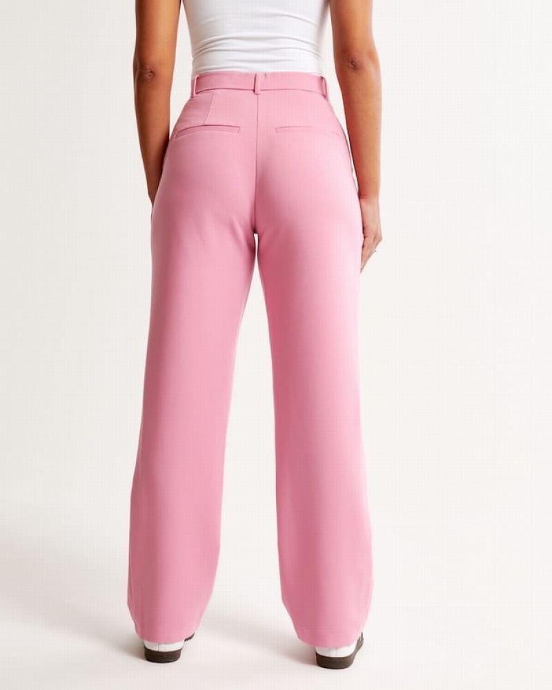 Abercrombie Curve Love Tailored Relaxed Straight Byxor Dam Rosa  | 4793-QMIZF