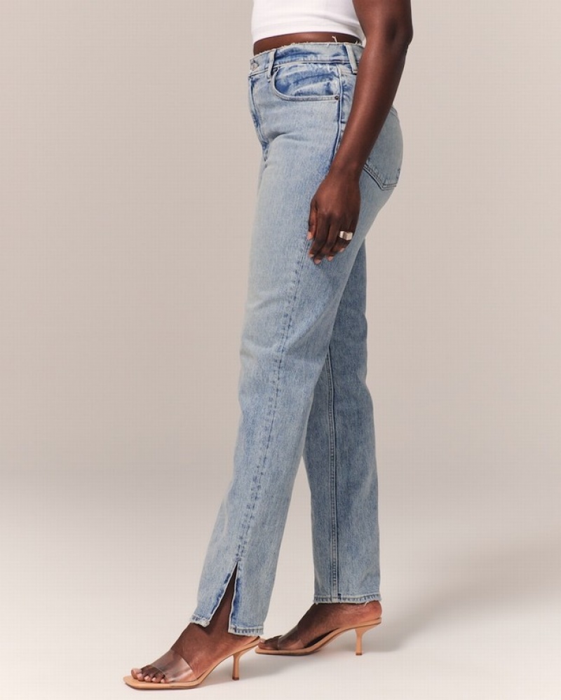 Abercrombie Curve Love Ultra High Rise 90s Straight Jeans Dam LjusBlå  | 6791-BWTUE