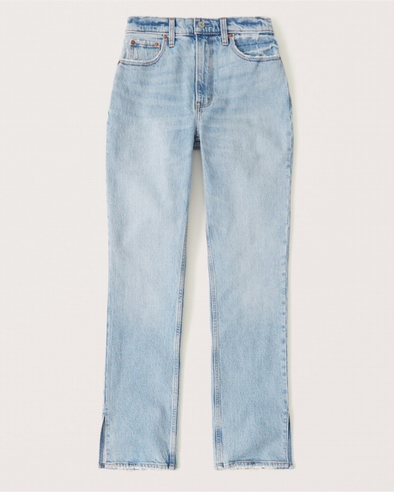 Abercrombie Curve Love Ultra High Rise 90s Straight Jeans Dam LjusBlå  | 6791-BWTUE