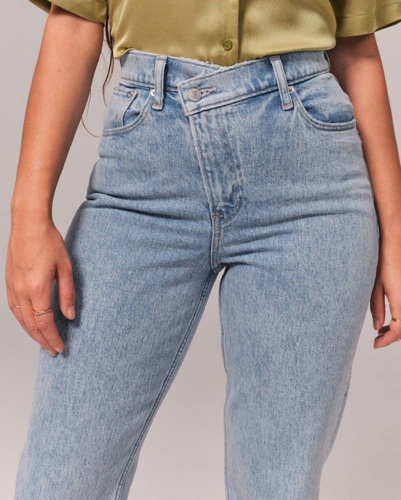 Abercrombie Curve Love Ultra High Rise 90s Straight Jeans Dam Ljus | 4920-MXOSY