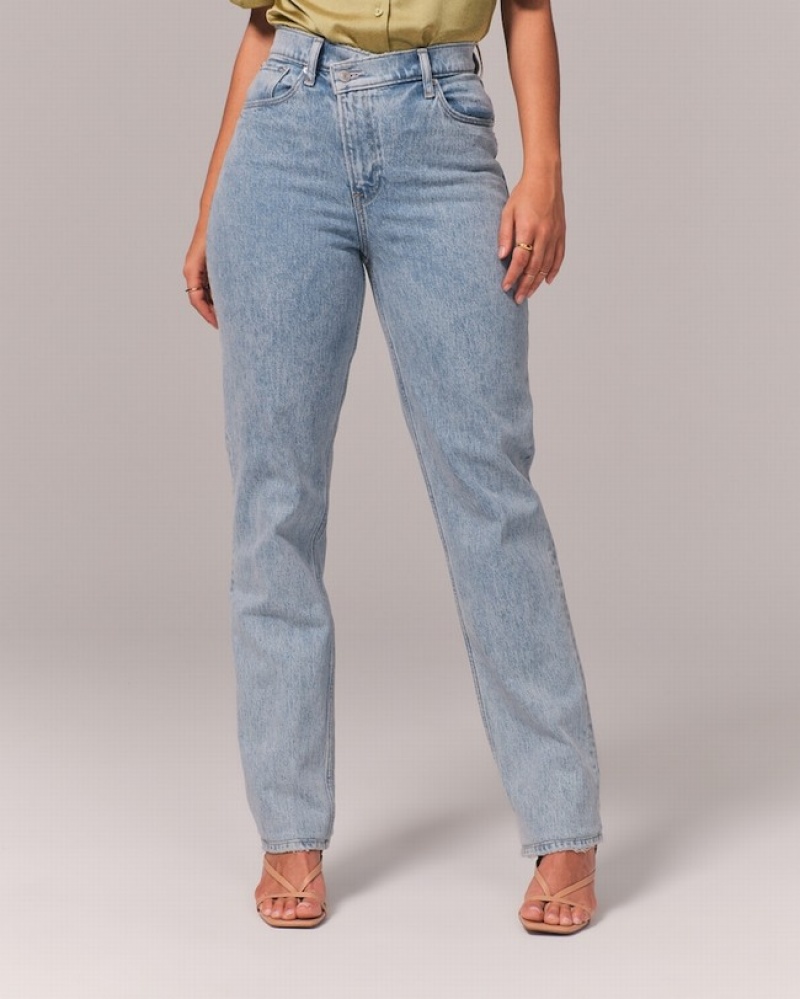 Abercrombie Curve Love Ultra High Rise 90s Straight Jeans Dam Ljus | 4920-MXOSY