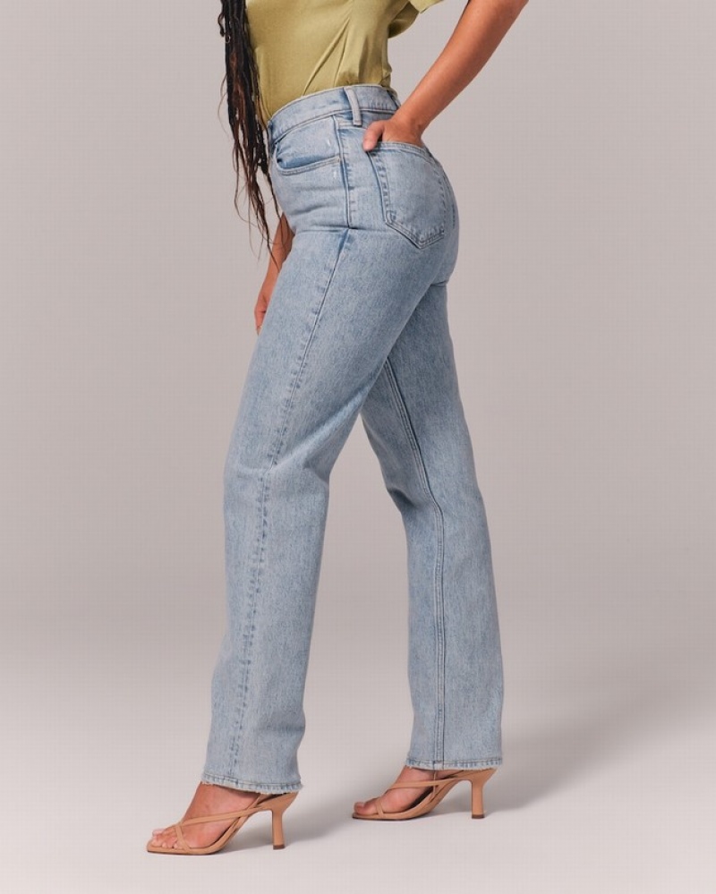 Abercrombie Curve Love Ultra High Rise 90s Straight Jeans Dam Ljus | 4920-MXOSY