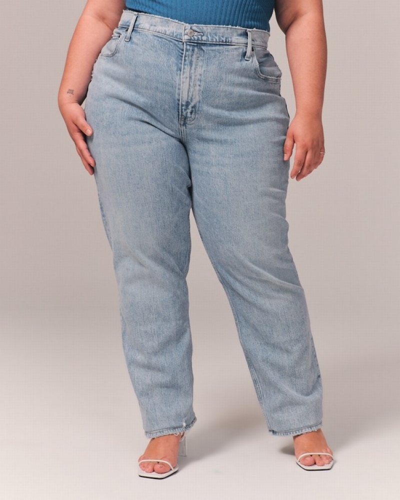 Abercrombie Curve Love Ultra High Rise 90s Straight Jeans Dam LjusBlå  | 9407-BNXRD