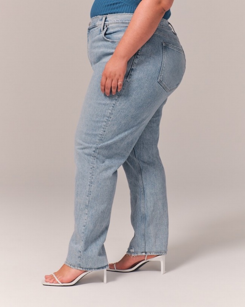 Abercrombie Curve Love Ultra High Rise 90s Straight Jeans Dam LjusBlå  | 9407-BNXRD