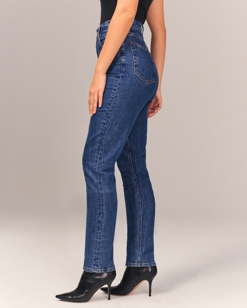 Abercrombie Curve Love Ultra High Rise 90s Slim Straight Jeans Dam Marinblå  | 5903-WLOMU