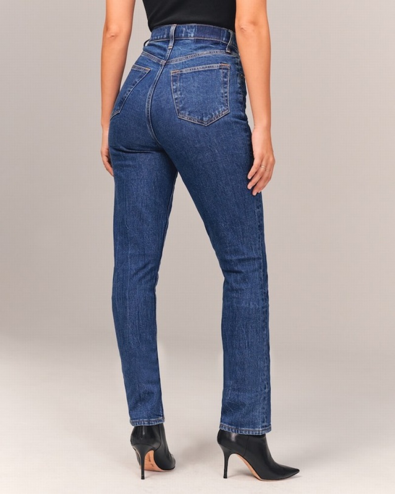 Abercrombie Curve Love Ultra High Rise 90s Slim Straight Jeans Dam Marinblå  | 5903-WLOMU