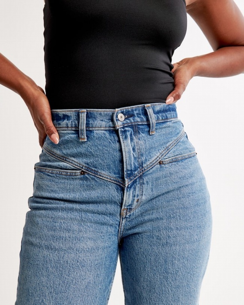 Abercrombie Curve Love Ultra High Rise 90s Straight Jeans Dam Blå  | 5820-QJZAS