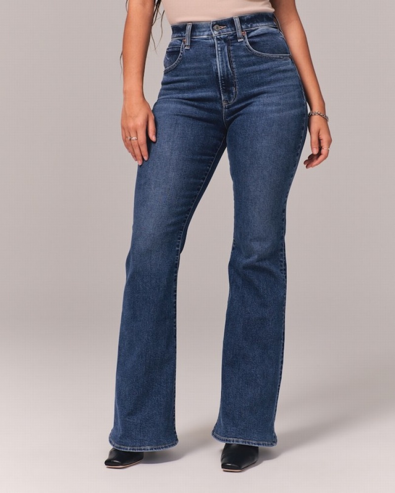 Abercrombie Curve Love Ultra High Rise Stretch Flare Jeans Dam Blå  | 9817-SRVCG