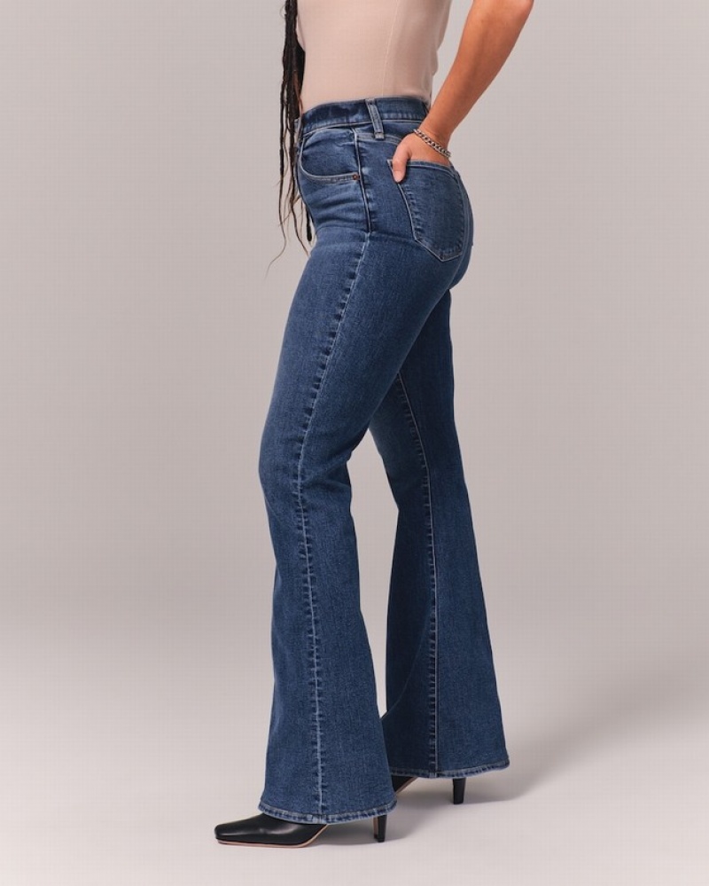 Abercrombie Curve Love Ultra High Rise Stretch Flare Jeans Dam Blå  | 9817-SRVCG