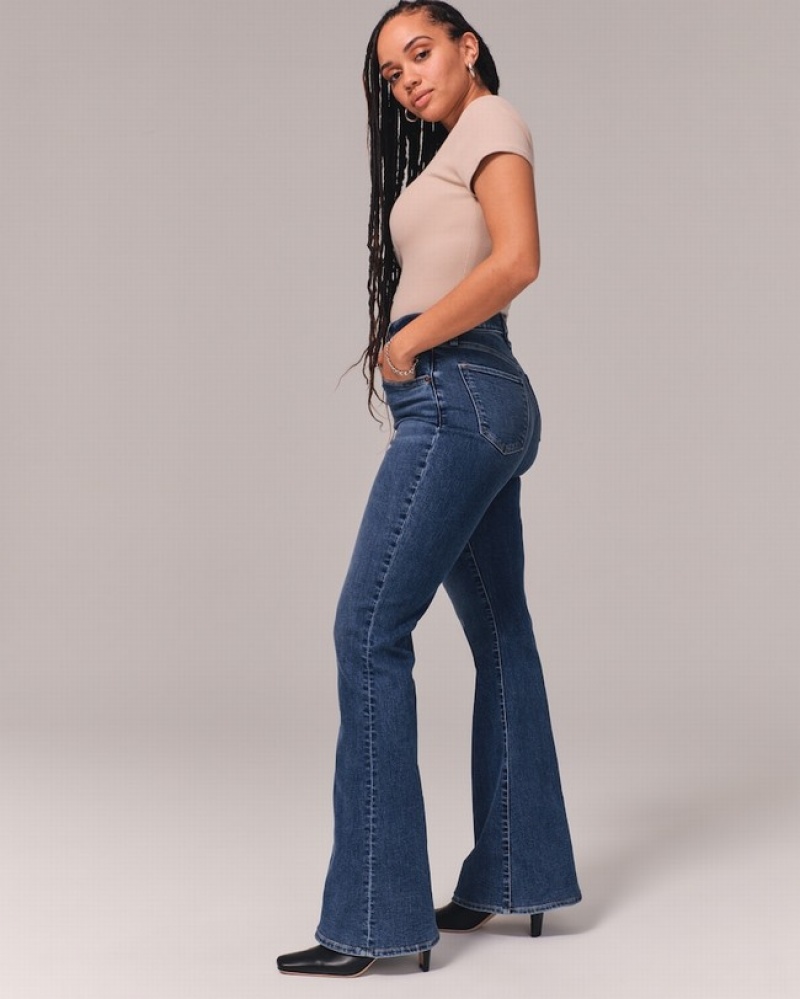 Abercrombie Curve Love Ultra High Rise Stretch Flare Jeans Dam Blå  | 9817-SRVCG