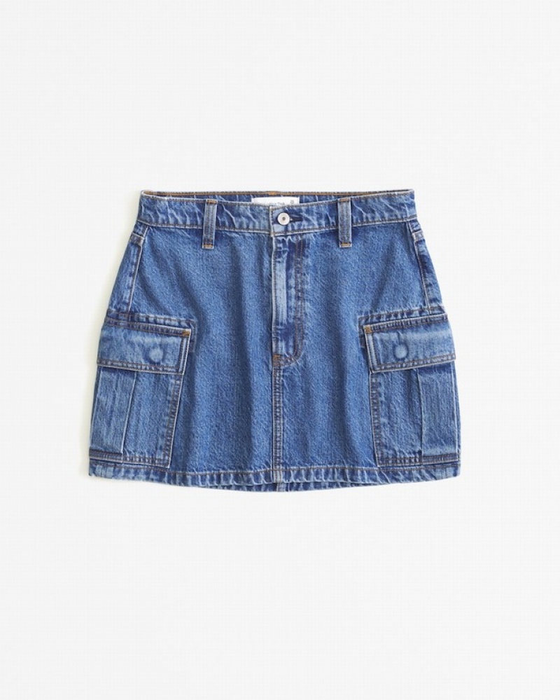 Abercrombie Denim Cargo Mini Kjolar Dam Indigo   | 4826-YLZQI