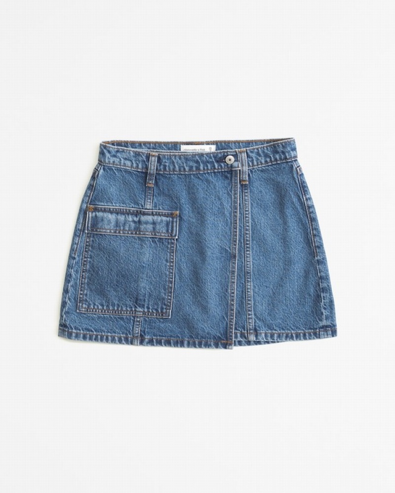 Abercrombie Denim Cargo Wrap Mini Kjolar Dam Indigo   | 5726-VKWTM