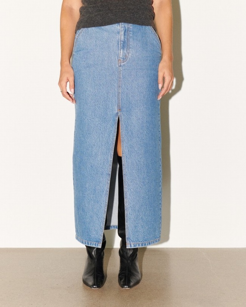 Abercrombie Denim Maxi Kjolar Dam MörkTvätt  | 0287-DJSPW