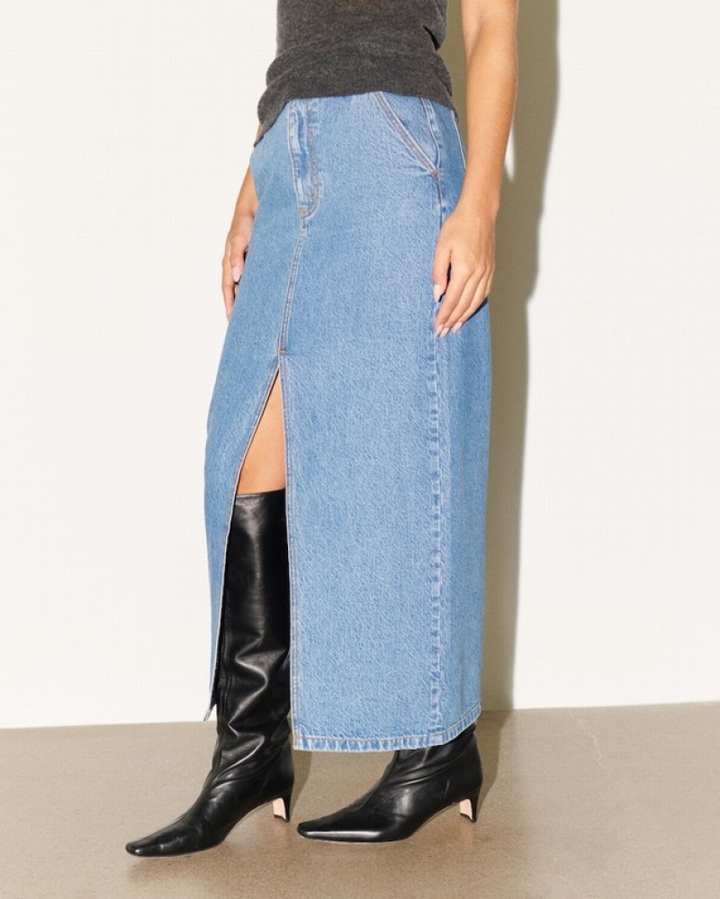 Abercrombie Denim Maxi Kjolar Dam MörkTvätt  | 0287-DJSPW