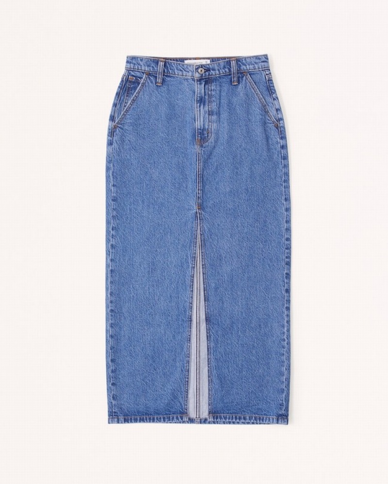 Abercrombie Denim Maxi Kjolar Dam MörkTvätt  | 0287-DJSPW