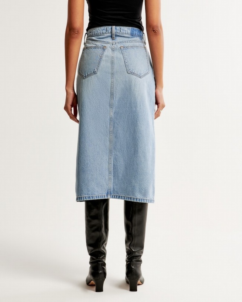 Abercrombie Denim Midi Kjolar Dam LjusTvätt  | 0761-GDMLU