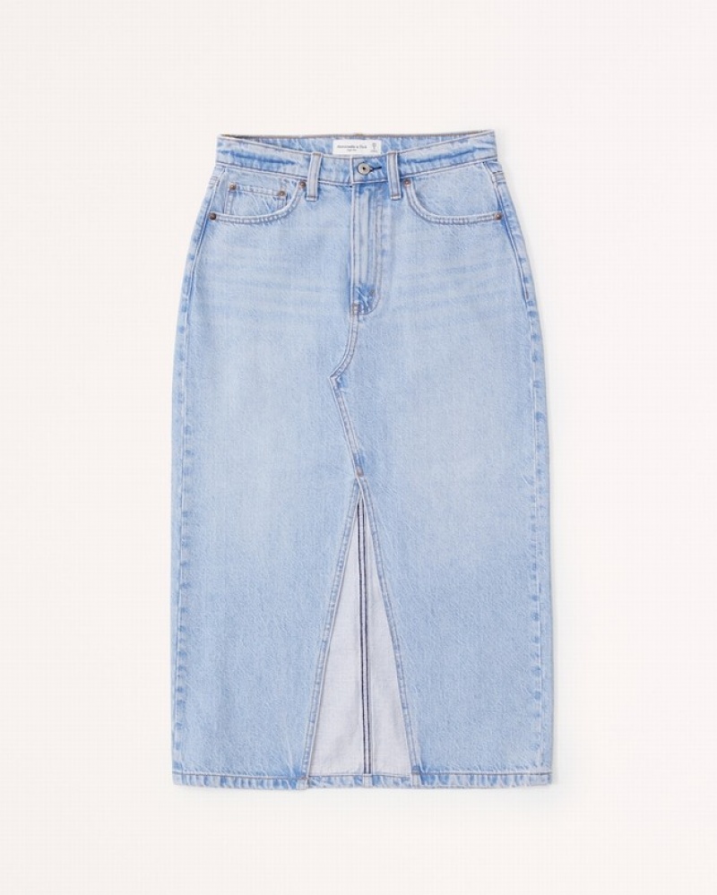 Abercrombie Denim Midi Kjolar Dam LjusTvätt  | 0761-GDMLU