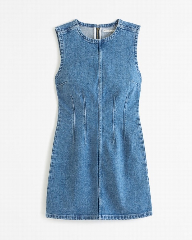 Abercrombie Denim Shell Mini Klänning Dam Tvätt  | 7340-ZOCUQ