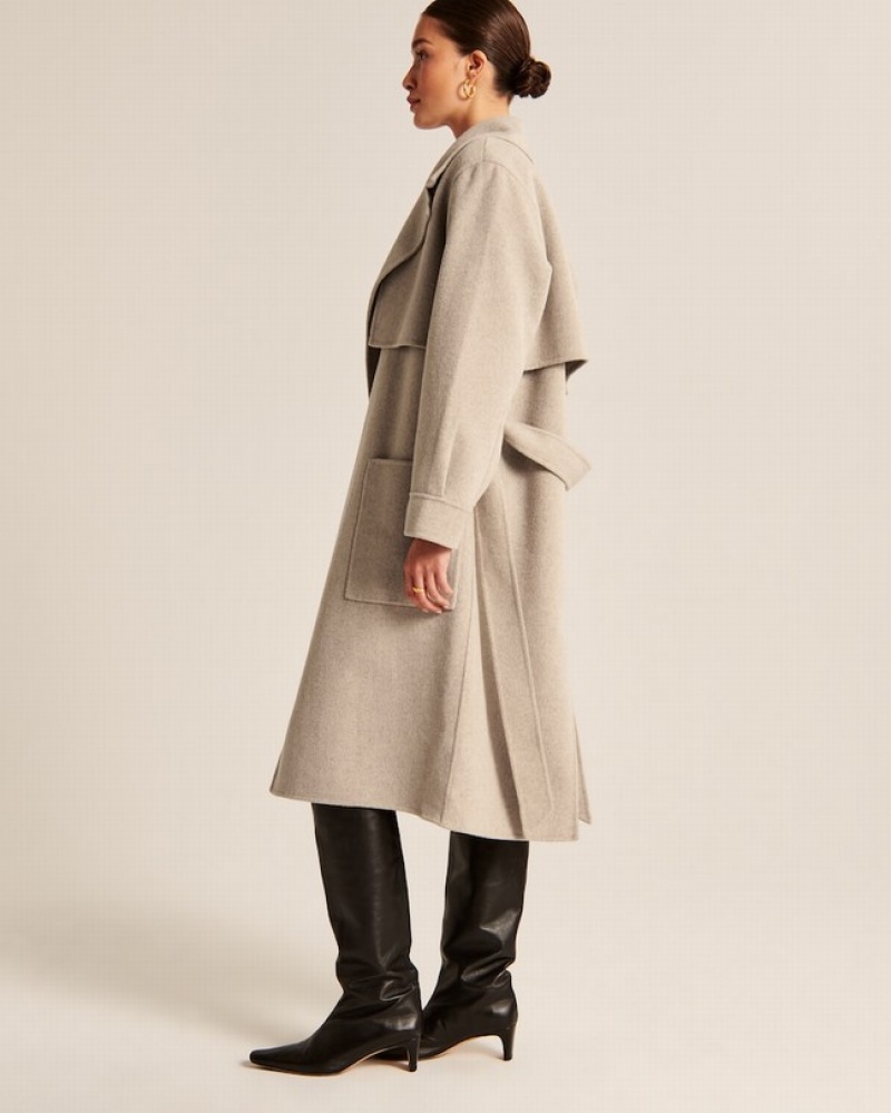 Abercrombie Elevated Double Cloth Trench Jackor Dam LjusBruna  | 5324-RGDYP