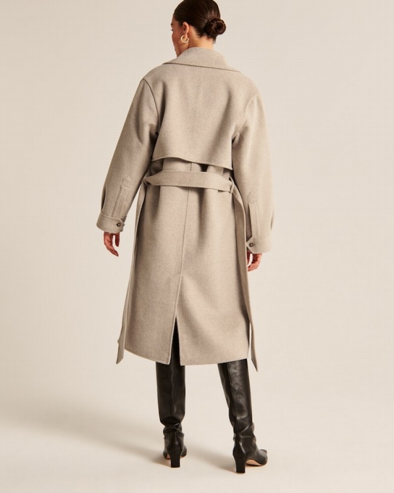 Abercrombie Elevated Double Cloth Trench Jackor Dam LjusBruna  | 5324-RGDYP