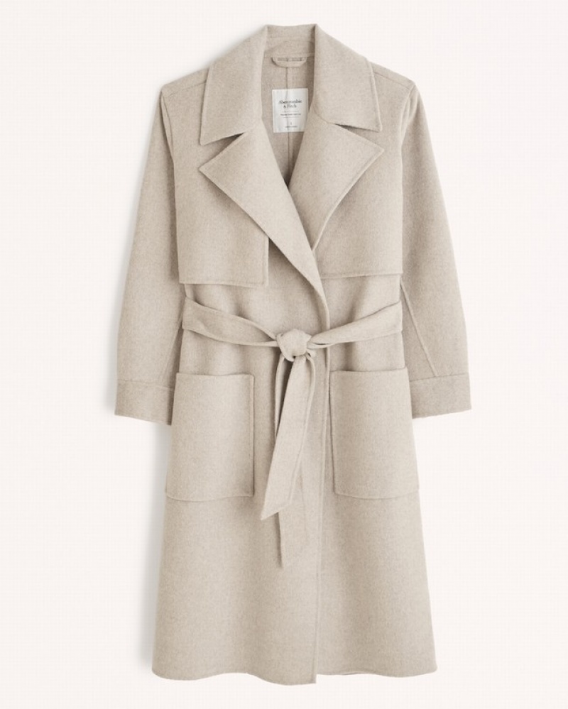 Abercrombie Elevated Double Cloth Trench Jackor Dam LjusBruna  | 5324-RGDYP