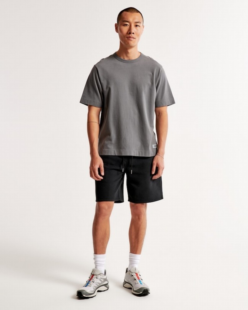 Abercrombie Elevated Icon Fleece Shorts Herr Svarta  | 3498-EPOTG