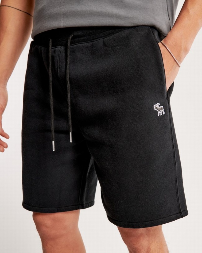 Abercrombie Elevated Icon Fleece Shorts Herr Svarta  | 3498-EPOTG