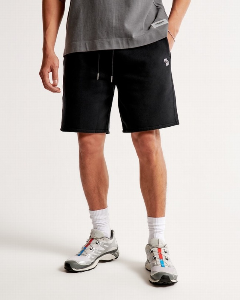 Abercrombie Elevated Icon Fleece Shorts Herr Svarta  | 3498-EPOTG