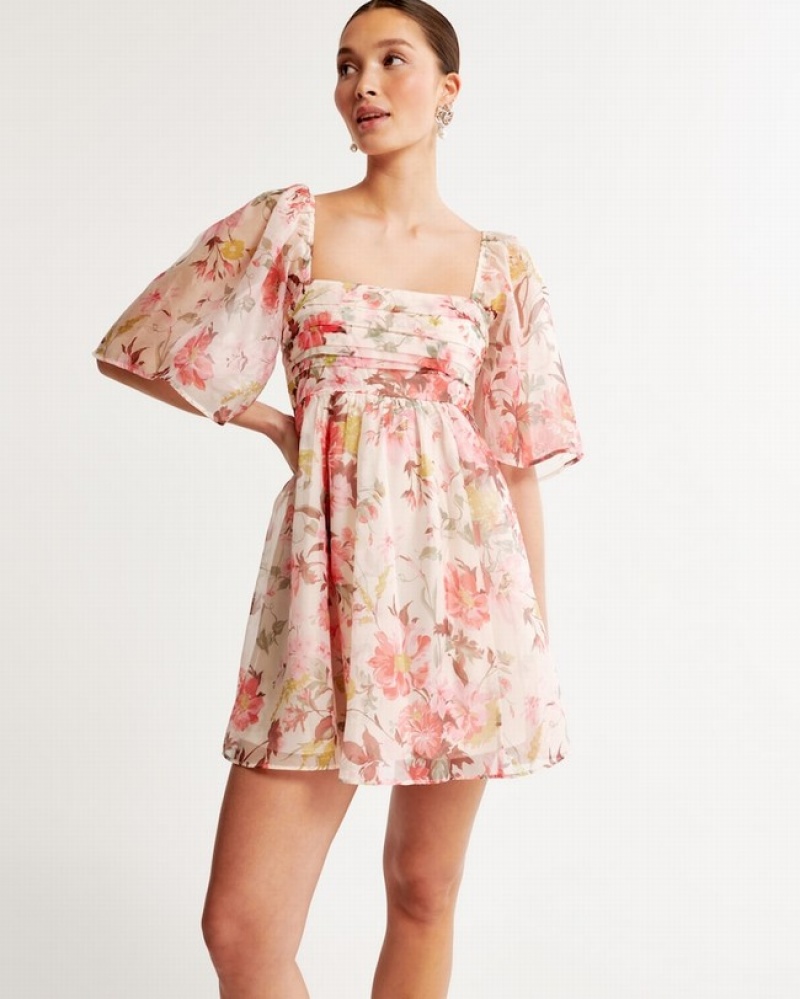 Abercrombie Emerson Ruched Angel Sleeve Mini Klänning Dam Rosa  | 1340-UEQXL