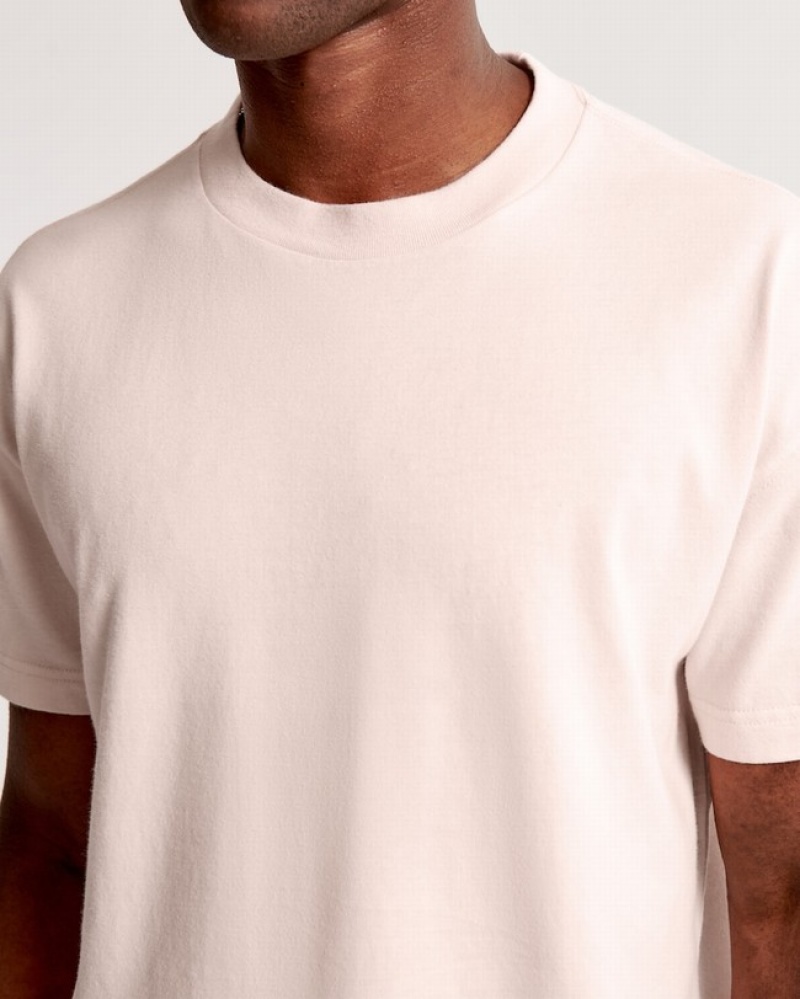 Abercrombie Essential Curved Hem T-shirt Herr LjusRosa  | 4207-CKGLZ