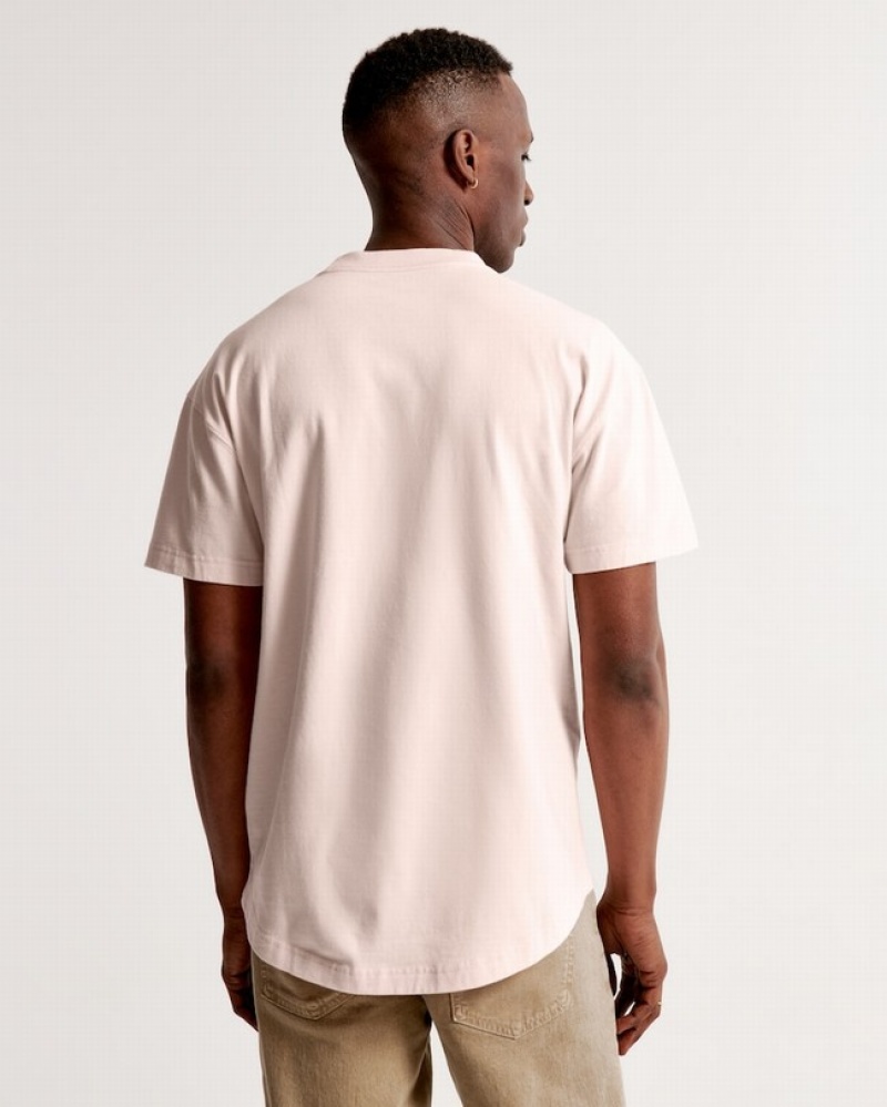 Abercrombie Essential Curved Hem T-shirt Herr LjusRosa  | 4207-CKGLZ