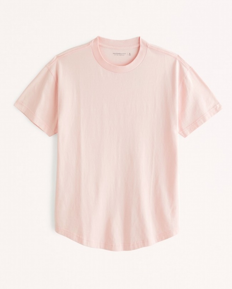 Abercrombie Essential Curved Hem T-shirt Herr LjusRosa  | 4207-CKGLZ